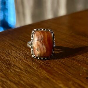 Vintage Silver Ring with Brown Stone